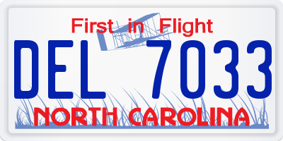 NC license plate DEL7033