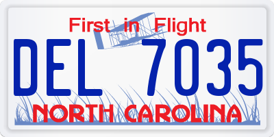 NC license plate DEL7035