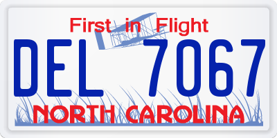 NC license plate DEL7067
