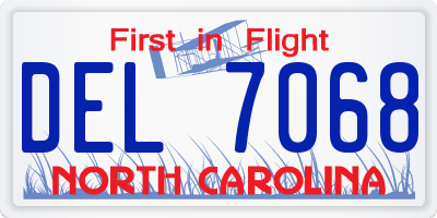 NC license plate DEL7068