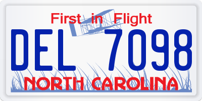 NC license plate DEL7098