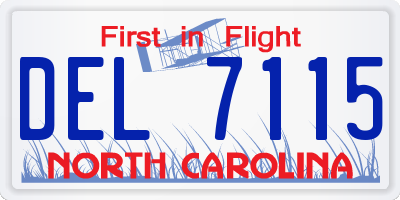 NC license plate DEL7115
