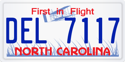 NC license plate DEL7117