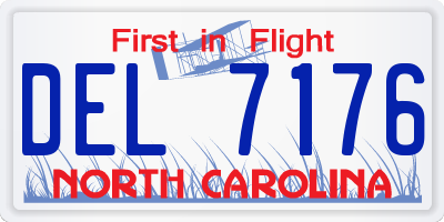 NC license plate DEL7176