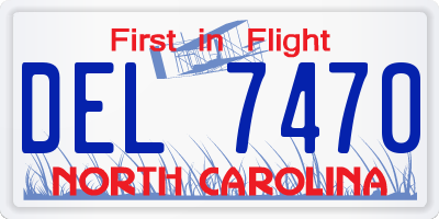 NC license plate DEL7470