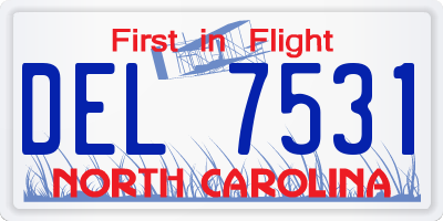 NC license plate DEL7531