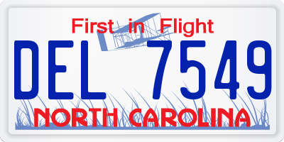 NC license plate DEL7549