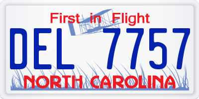 NC license plate DEL7757