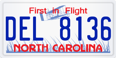 NC license plate DEL8136