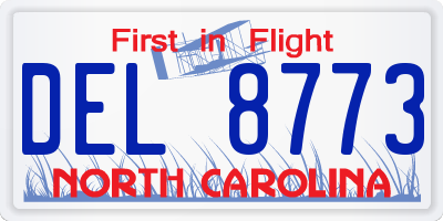 NC license plate DEL8773