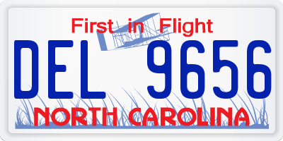 NC license plate DEL9656