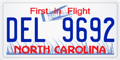 NC license plate DEL9692