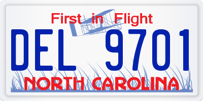 NC license plate DEL9701