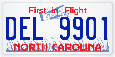 NC license plate DEL9901