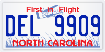 NC license plate DEL9909