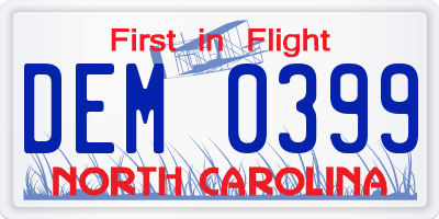 NC license plate DEM0399