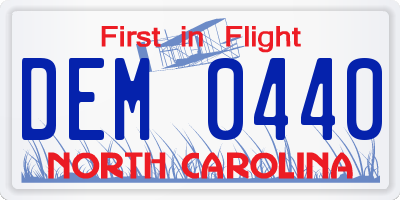 NC license plate DEM0440
