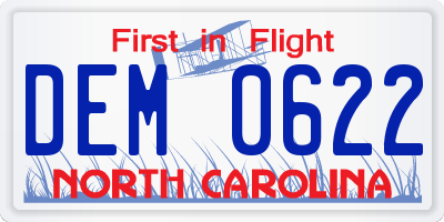 NC license plate DEM0622