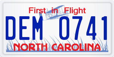 NC license plate DEM0741