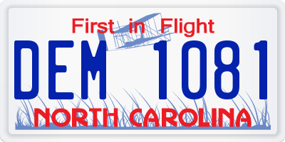 NC license plate DEM1081