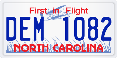 NC license plate DEM1082