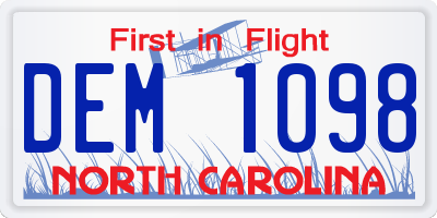 NC license plate DEM1098