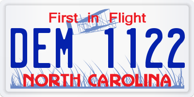 NC license plate DEM1122