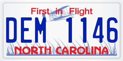 NC license plate DEM1146
