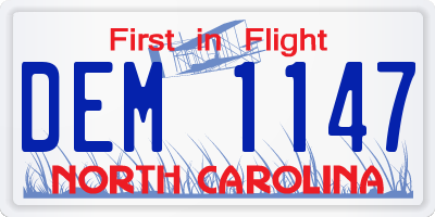 NC license plate DEM1147
