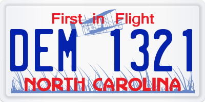 NC license plate DEM1321