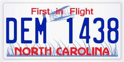 NC license plate DEM1438
