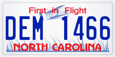 NC license plate DEM1466