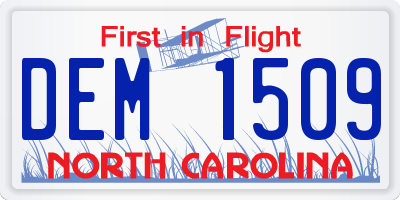NC license plate DEM1509
