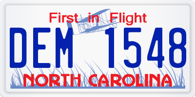 NC license plate DEM1548