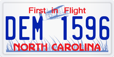NC license plate DEM1596