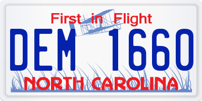 NC license plate DEM1660