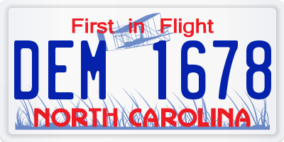 NC license plate DEM1678