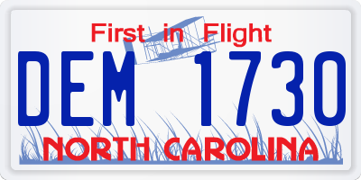 NC license plate DEM1730
