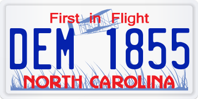 NC license plate DEM1855
