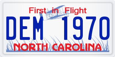 NC license plate DEM1970