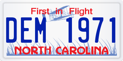 NC license plate DEM1971