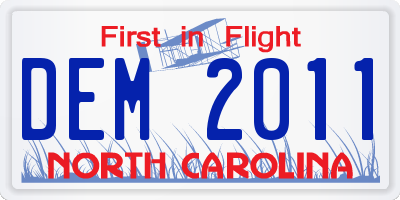 NC license plate DEM2011
