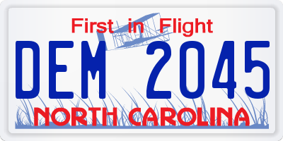 NC license plate DEM2045
