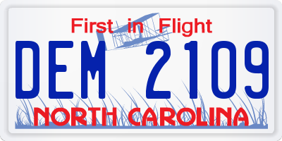 NC license plate DEM2109