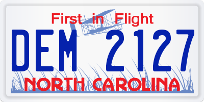 NC license plate DEM2127
