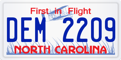NC license plate DEM2209