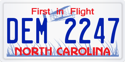 NC license plate DEM2247