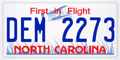 NC license plate DEM2273