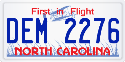 NC license plate DEM2276