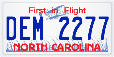 NC license plate DEM2277